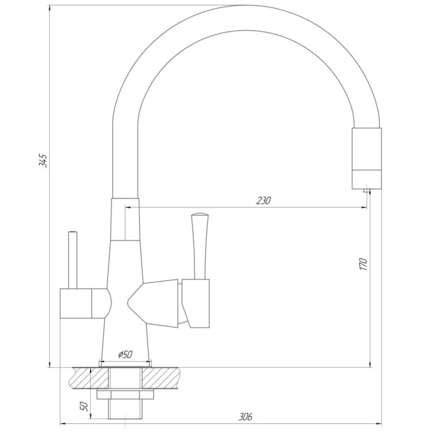 Смеситель для кухни под осмос Globus Lux Lazer GLLR-0903-10-BB черный - Фото 2